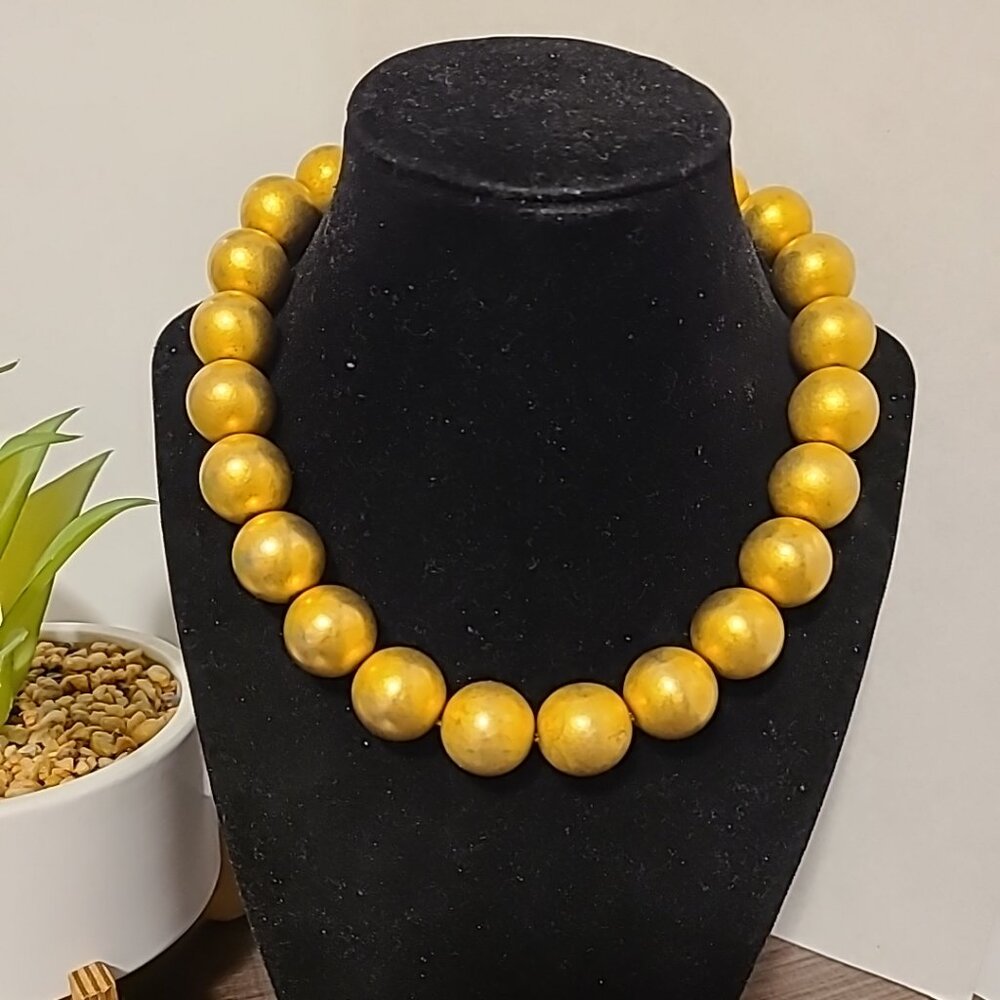 Unbranded Gold Tone Beaded Bib Necklace Ladies Pre-Owned‎ Casual Party Festival